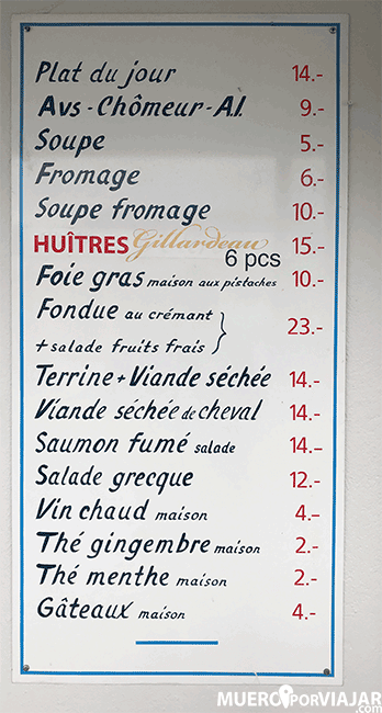 Menú de Bains des Paquis - Ginebra Menú de Bains des Paquis - Ginebra