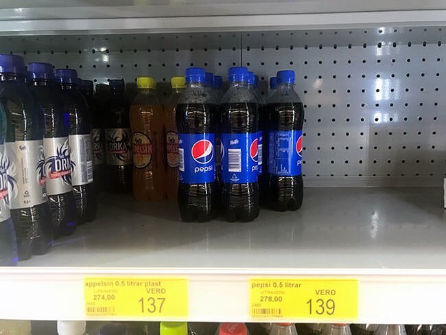 Botella de 0,5L de Pepsi 1€ en Islandia