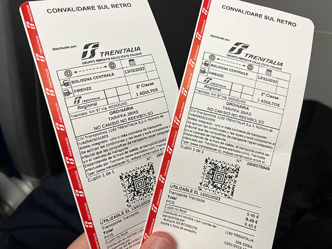 Tickets del tren regional de Bolonia a Florencia
